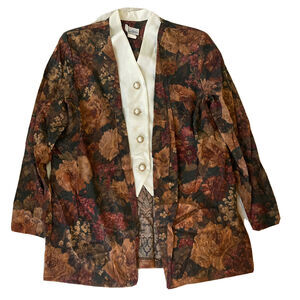 Good Times Top Sz 14 Blouse Floral Shoulder Pads USA Vintage Cottage Boho Womens